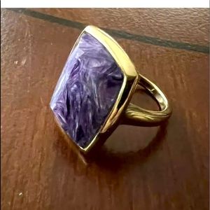 14k  GOLD  MODERNIST FP  PURPLE QUARTZ CHECKERBOARD RING SZ 7 8g